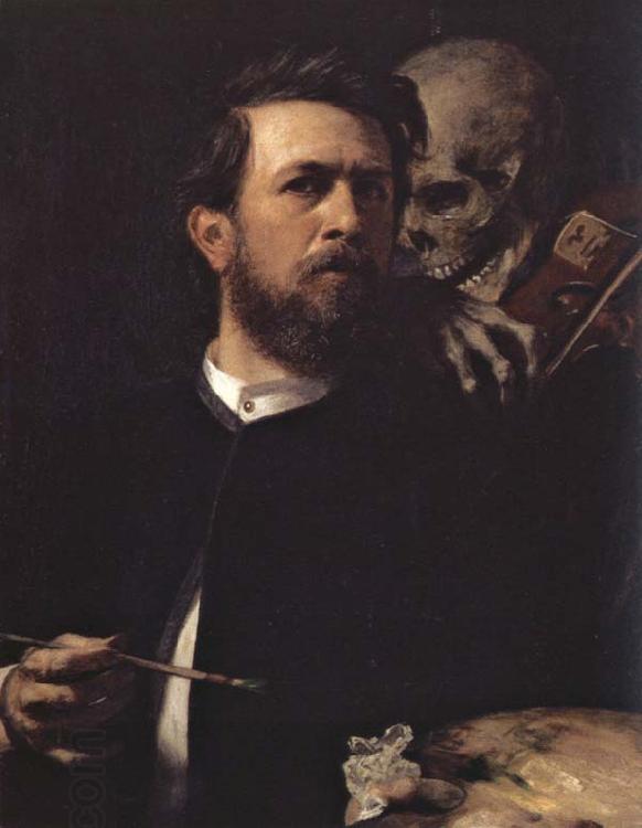 Arnold Bocklin Self-Portrait with Death Playing the Violin China oil painting art